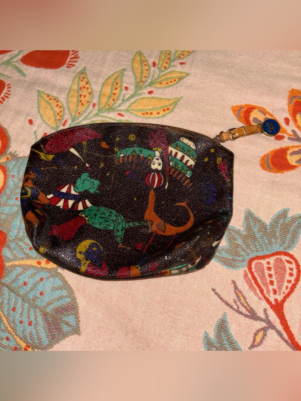 Brown Piero Guidi Magic Circus Small Cosmetic Bag Clutch